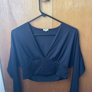 Elegant Black V-Neck Women's Top